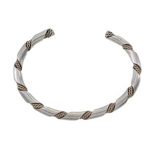 Vintage Southwestern Sterling Silver 925 Twisted Rope Cuff Bracelet 6.5"